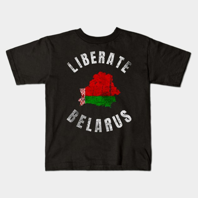 LIBERATE BELARUS PROTEST DISTRESSED Kids T-Shirt by ProgressiveMOB